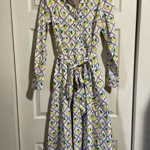 Boden Multicolor Geometric Long Sleeve Dress